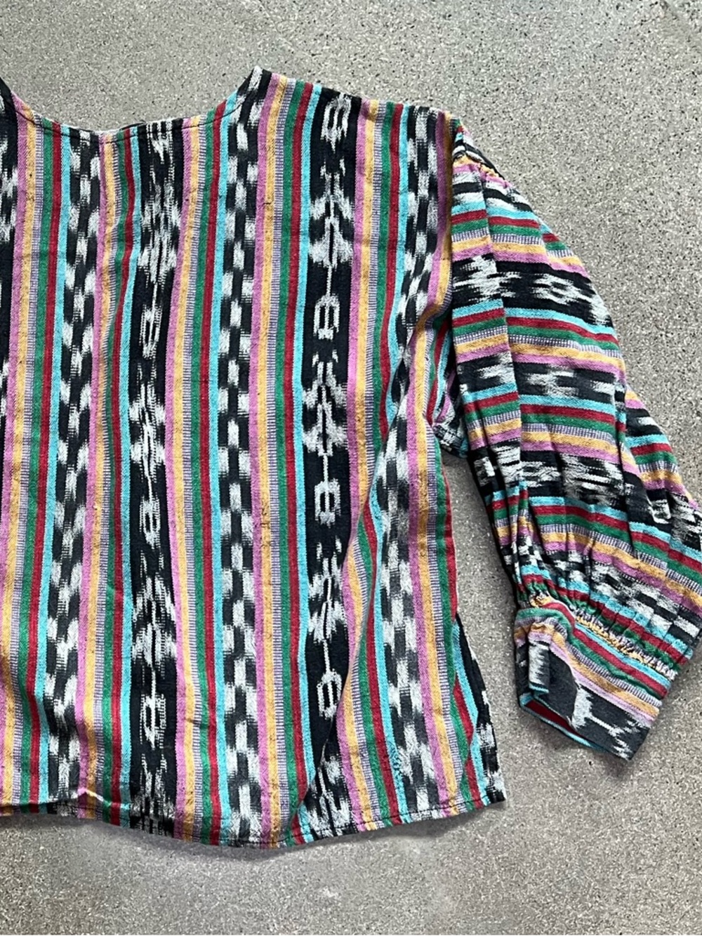 Vintage Multicolor Striped Boho Long Sleeve Top